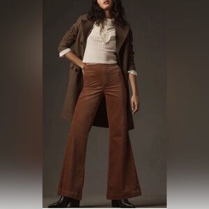 Anthropologie pilcro velvet retro pull on flare pants brown